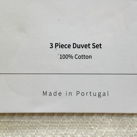 3-pc DOCOFIL Portugal Cotton Chevron King Size Cotton Duvet Cover (Creamy White) - Picture 4 of 8